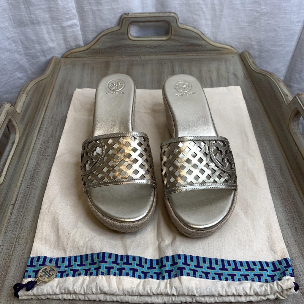 Tory Burch Gold Metallic Platform Sandals